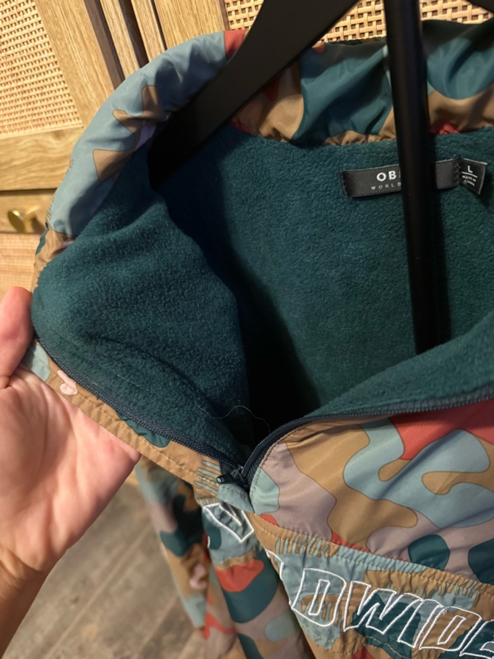 Obey Camo Windbreaker Jacket in Green, Brown & Red - Picture 7 of 7